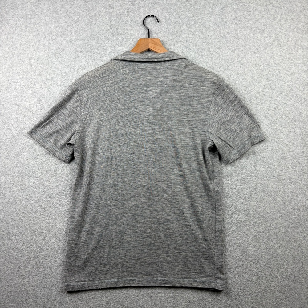 Woolly Clothing Polo Shirt Mens Medium Gray Merino Wool Pocket Hiking Travel - Picture 5 of 7